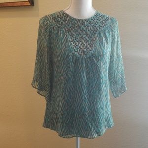 Banana  Republic  3/4 sleeve Embellsihed top Sz S